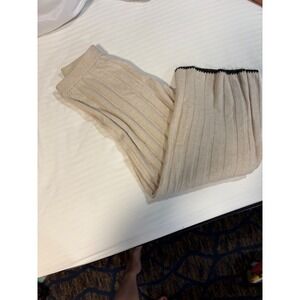 Sincerely Jules Womens Ribbed Knit Wide Leg Lounge Pants Beige Cream Size XL